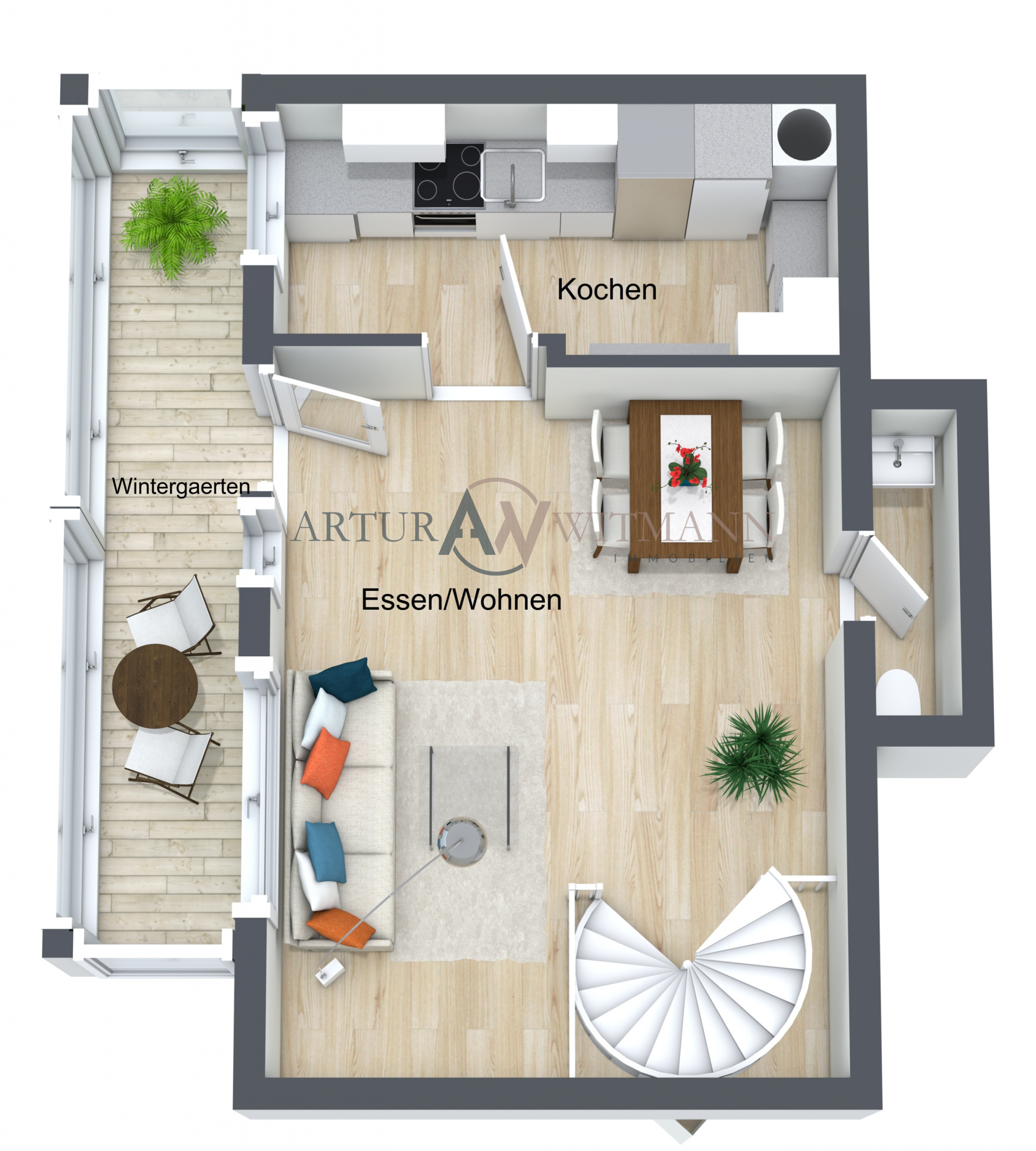 Charmante Maisonette-Wohnung mit Kamin, Einbauküche, Garage und Garten