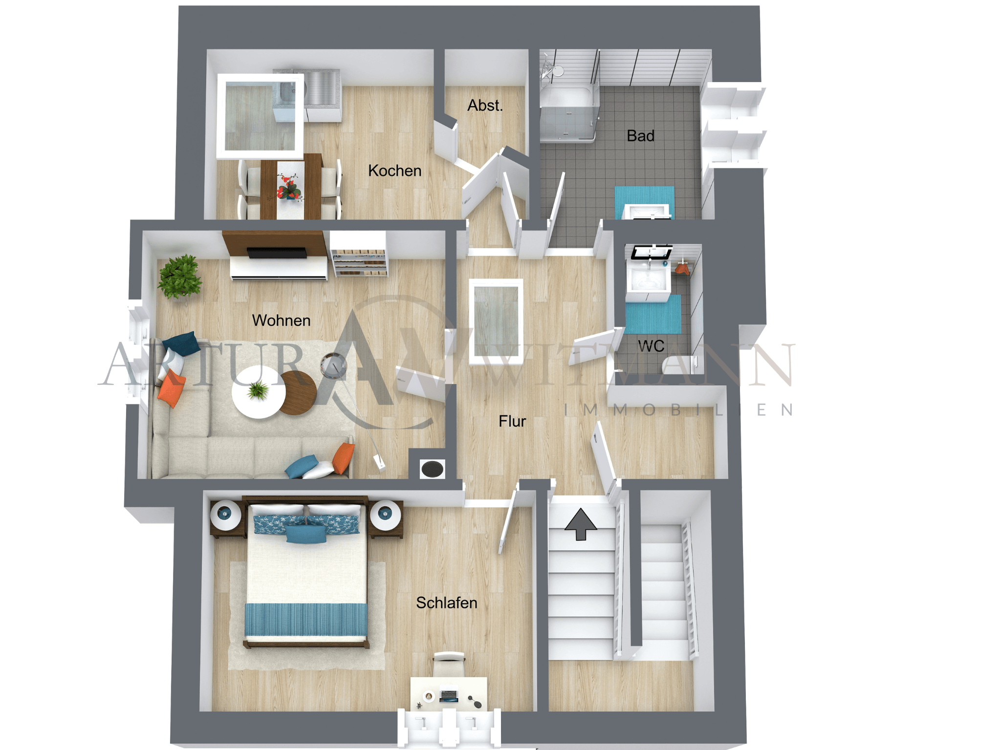 Gepflegte 2-Zimmer-Dachgeschosswohnung in ruhigem 3-Familienhaus