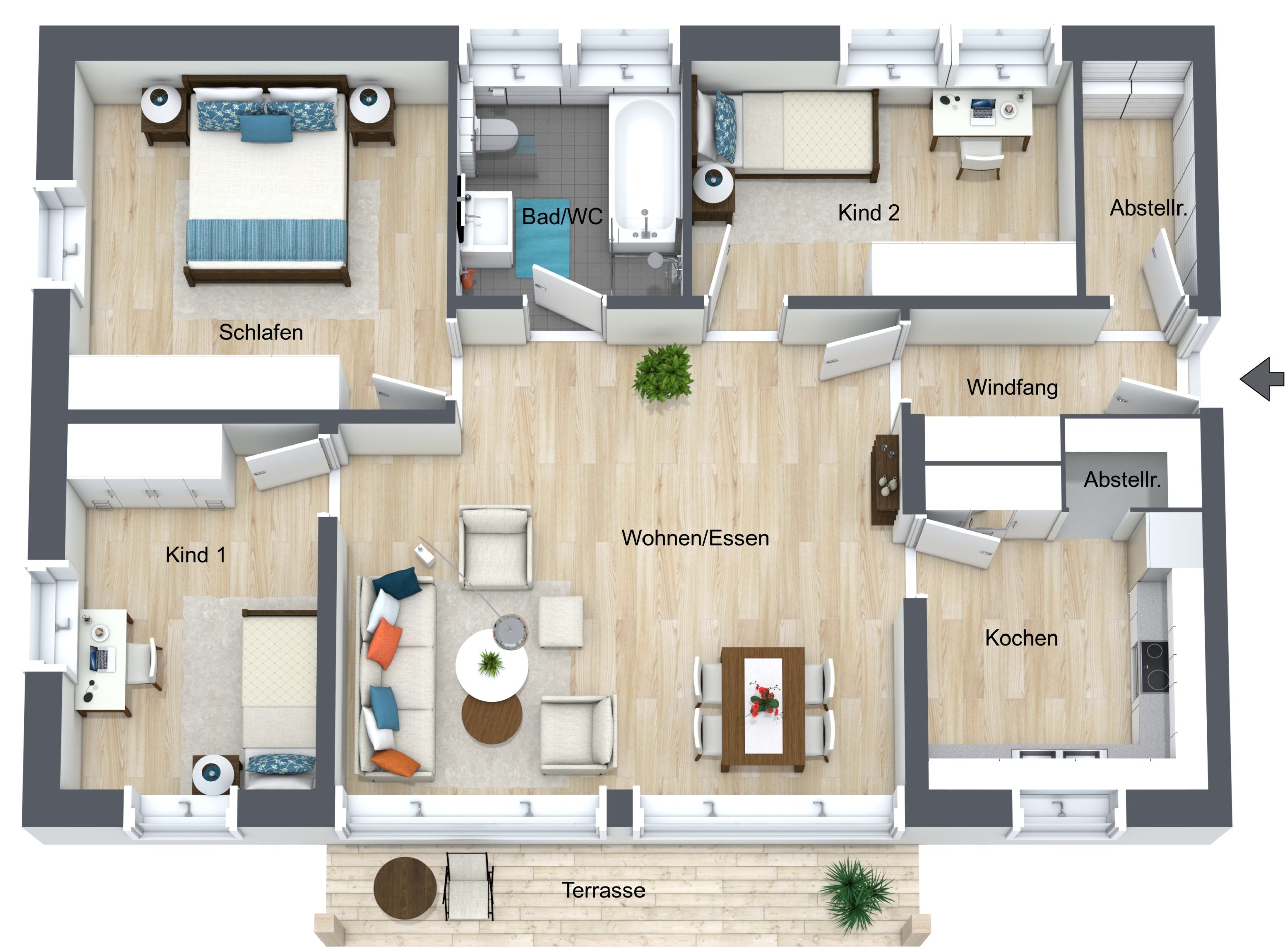 Barrierefrei wohnen: Moderne 4-Zimmer-Wohnung mit großer Terrasse
